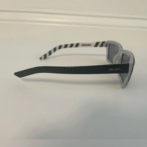 Prada Rectangular PR 04VS Millennial Sunglasses in Black & White Prada Rectangular PR 04VS Millennial Sunglasses in Black & White main image 4